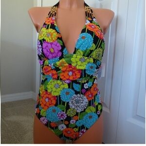Trina Turk NWT Santiago Floral Plunge Swimsuit